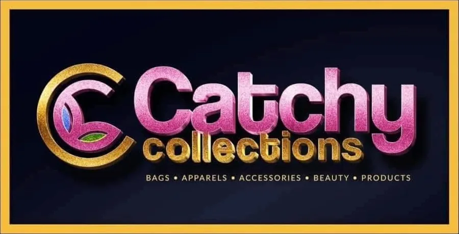 The Catchy Collections logo: a gold monogram beside the name in pink and gold